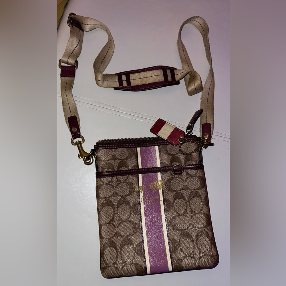 Vintage Purple Brown Coach Logo Crossbody Bag